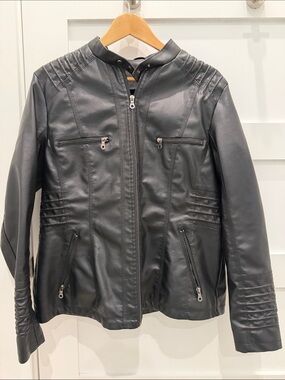 Women’s Black Faux Leather Moto Jacket